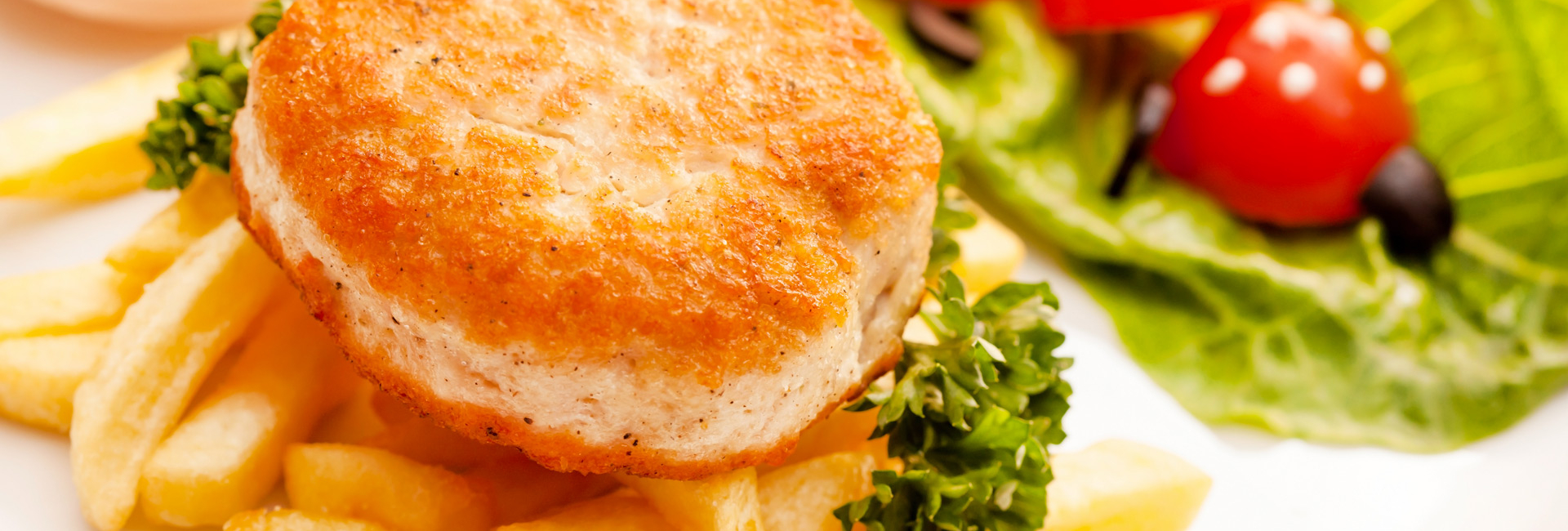 Fish cakes and baked French fries
