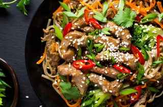 Asian beef and sesame seed salad