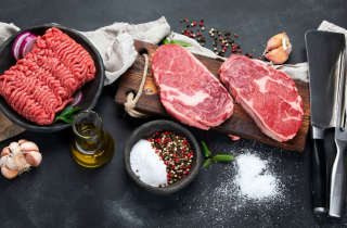 Different cuts of raw meat